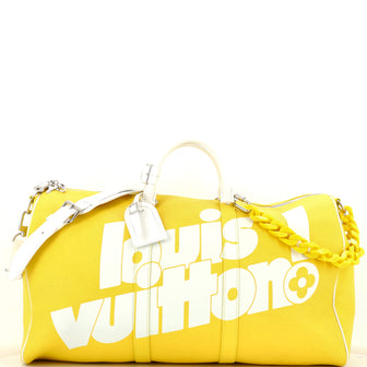 Louis Vuitton Keepall Bandouliere Bag Everyday Signature Printed Leather 50