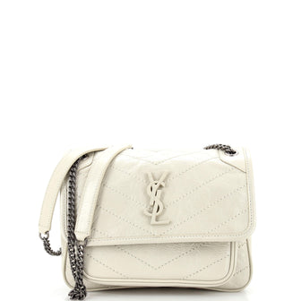 Saint Laurent Niki Chain Flap Bag Matelasse Chevron Leather Baby