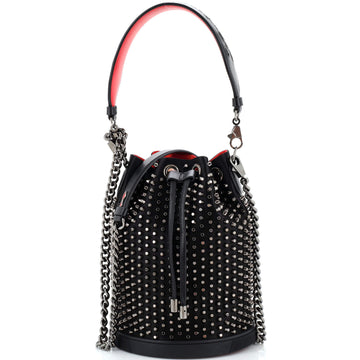 Christian Louboutin Marie Jane Bucket Bag Studded Satin and Leather
