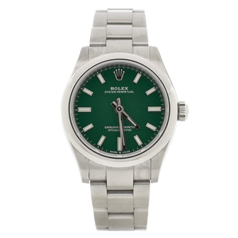 Rolex Oyster Perpetual Green Automatic Watch Stainless Steel 31