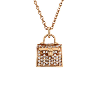 Hermes Kelly Amulette Pendant Necklace 18K Rose Gold and Diamonds