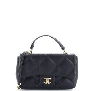 Chanel Classic Single Flap Top Handle Bag Quilted Lambskin Mini