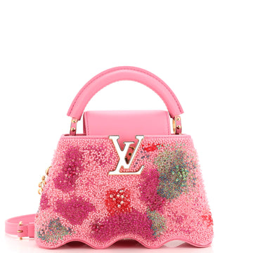 Louis Vuitton Capucines Capushell Bag Beaded Satin with Leather Mini