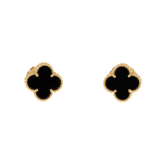 Van Cleef & Arpels Sweet Alhambra Stud Earrings 18K Yellow Gold and Onyx