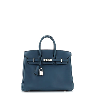 Hermes Birkin Handbag Blue Swift with Palladium Hardware 25