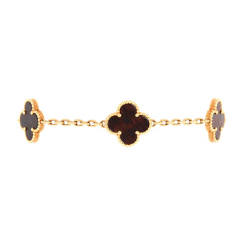 Van Cleef & Arpels Vintage Alhambra 5 Motifs Bracelet 18k Rose Gold with Letterwood