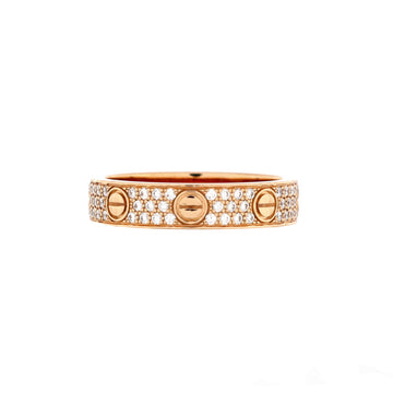 Cartier Love Wedding Band Pave Diamonds Ring 18K Rose Gold and Diamonds