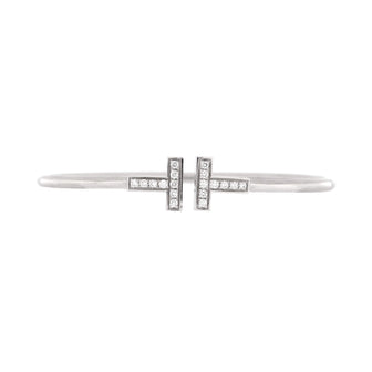 Tiffany & Co. T Wire Bracelet 18K White Gold with Diamonds