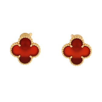 Van Cleef & Arpels Vintage Alhambra Earrings 18K Yellow Gold and Carnelian