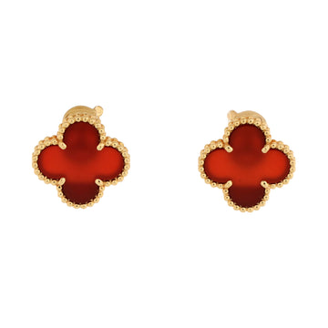 Van Cleef & Arpels Vintage Alhambra Earrings 18K Yellow Gold and Carnelian
