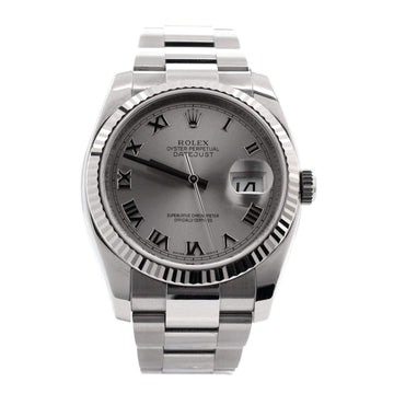 Rolex Oyster Perpetual Datejust Automatic Watch Stainless Steel and White Gold 36