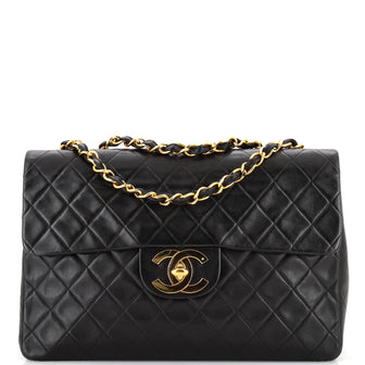 Chanel Vintage Classic Single Flap Bag Quilted Lambskin Maxi