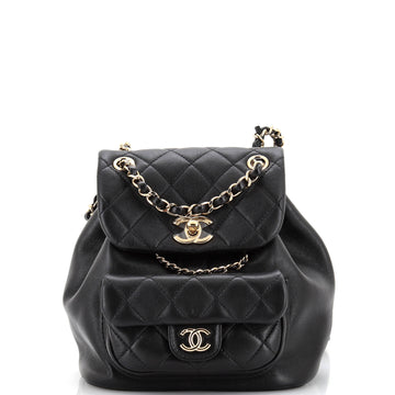 Chanel Duma Drawstring Backpack Quilted Leather Small