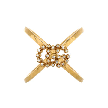 Gucci GG Running Cross Ring 18K Yellow Gold with Diamonds