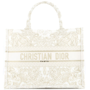 Christian Dior Book Tote Metallic Thread Embroidered Canvas Medium