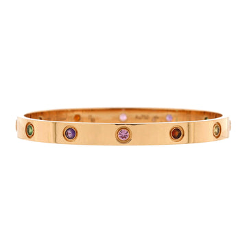 Cartier Love 10 Stone Bracelet 18K Rose Gold with Garnet, Amethyst and Sapphire