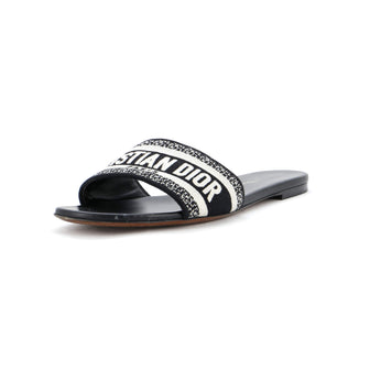 Christian Dior Women's Dway Flat Sandals Embroidered Canvas