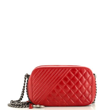 Chanel Coco Boy Camera Bag Quilted Leather Small