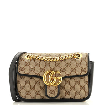 Gucci GG Marmont Flap Bag Diagonal Quilted GG Canvas Mini