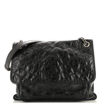 Saint Laurent Niki Chain Flap Bag Matelasse Chevron Leather Medium