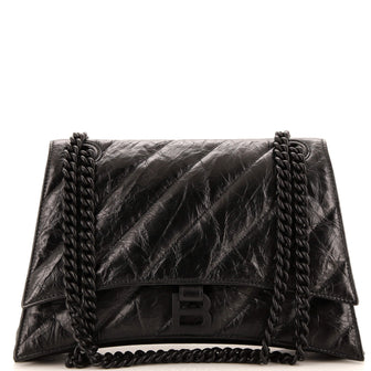 Balenciaga Crush Chain Flap Bag Quilted Crushed Calfskin Medium