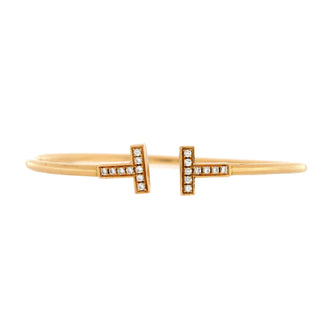 Tiffany & Co. T Wire Bracelet 18K Rose Gold with Diamonds