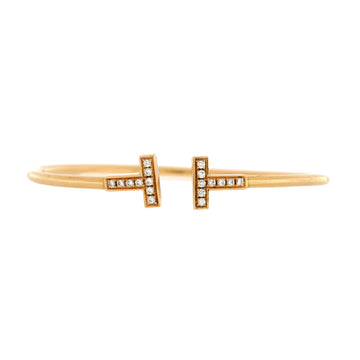 Tiffany & Co. T Wire Bracelet 18K Rose Gold with Diamonds