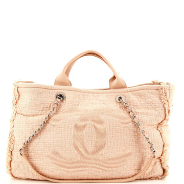 Chanel Double Face Deauville Tote Fringe Quilted Canvas Large