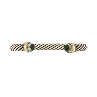 David Yurman Cable Classic Bracelet Sterling Silver with 14k Yellow Gold and Prasiolite 7mm