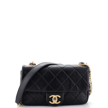 Chanel Crystal Pearls Chain Flap Bag Quilted Calfskin Small