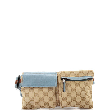 Gucci Vintage Double Belt Bag GG Canvas Small