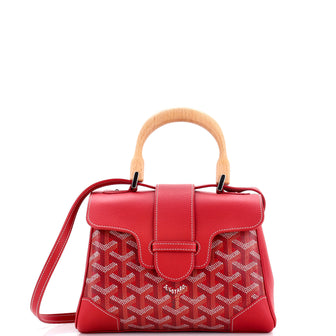 Goyard Saigon Top Handle Bag Coated Canvas with Leather Mini