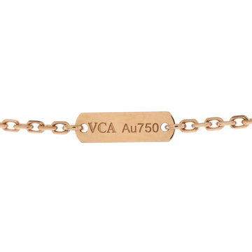 Van Cleef & Arpels Vintage Alhambra Pendant Necklace 18K Rose Gold and Silver Obsidian with Diamond