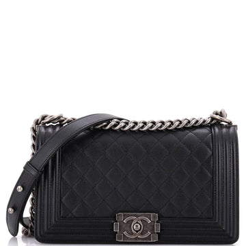 Chanel Boy Flap Bag Quilted Caviar Old Medium