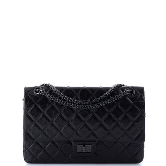 Chanel So Black Reissue 2.55 Flap Bag Quilted Glazed Calfskin 226