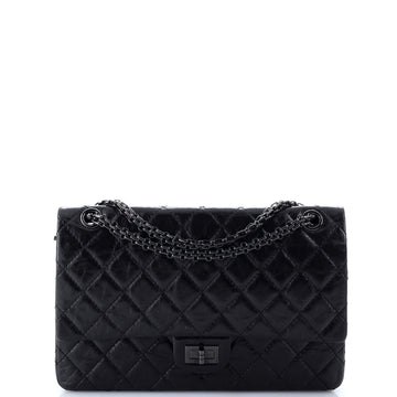 Chanel So Black Reissue 2.55 Flap Bag Quilted Glazed Calfskin 226