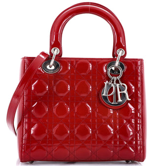 Christian Dior Vintage Lady Dior Bag Cannage Quilt Patent Medium