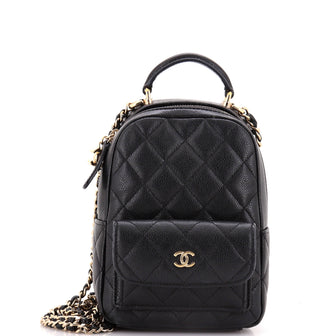 Chanel Classic CC Chain Pocket Backpack Quilted Caviar Mini