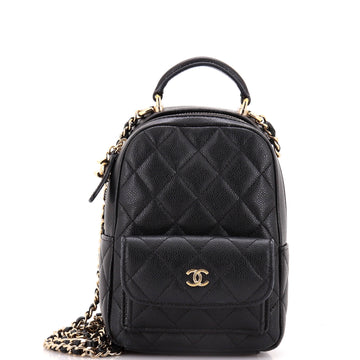 Chanel Classic CC Chain Pocket Backpack Quilted Caviar Mini