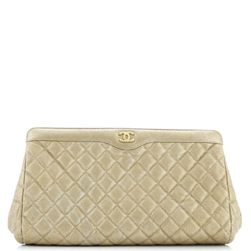 Chanel CC Frame Clutch Quilted Caviar Large