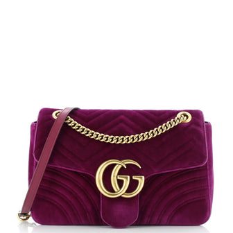 Gucci GG Marmont Flap Bag Matelasse Velvet Medium
