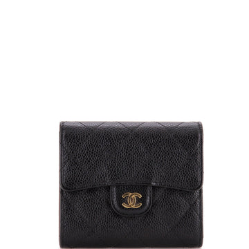 Chanel CC Compact Classic Flap Wallet Quilted Caviar