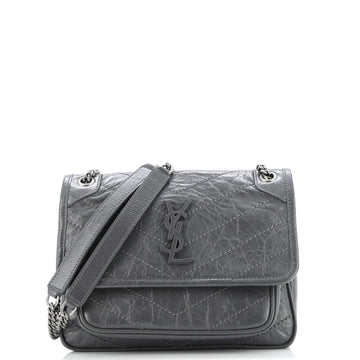 Saint Laurent Niki Chain Flap Bag Matelasse Chevron Leather Baby