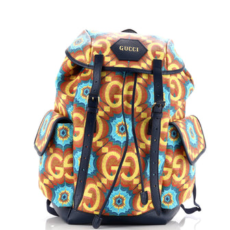 Gucci Double Pocket Belt Backpack Kaleidoscope Print GG Coated Canvas Large
