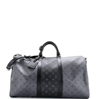 Louis Vuitton Keepall Bandouliere Bag Reverse Monogram Eclipse Canvas 50
