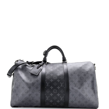 Louis Vuitton Keepall Bandouliere Bag Reverse Monogram Eclipse Canvas 50