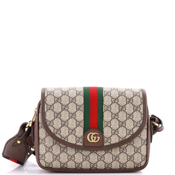 Gucci Ophidia Flap Shoulder Bag GG Coated Canvas with Leather Small