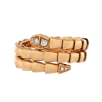 Bvlgari Serpenti Viper Two-Coil Ring 18K Rose Gold with Diamond