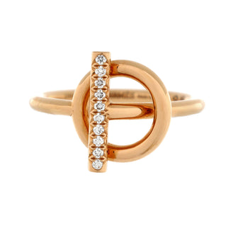 Hermes Echappee Ring 18K Rose Gold and Diamonds Small