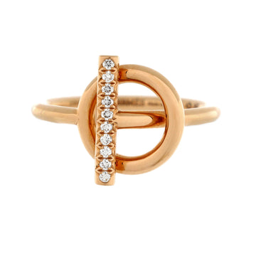 Hermes Echappee Ring 18K Rose Gold and Diamonds Small